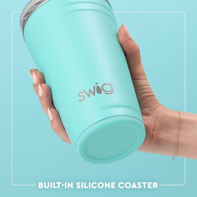 Swig Life 24oz Party Cup, Stackable Insulated Travel Coffee Tumbler with EZ Slider Lid, Cup Holder Friendly, Stainless Steel 24 oz Tumbler, Reusable Mug (Saturdays In Baton Rouge)