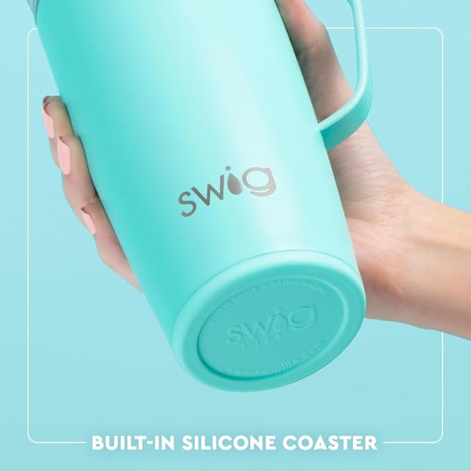 Swig Life 22oz Travel Mug, Insulated Tumbler with Handle and Lid, Travel Coffee Mug, Cup Holder Friendly, Stainless Steel 22 oz Tumbler, Reusable Insulated with Lid (Pagoda Paradise)