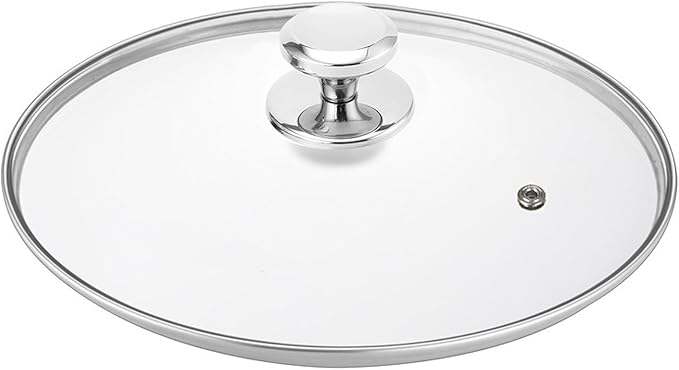 Glass Lid for 12.5 Inch Stainelss Steel Cast Iron Skillets Frying Pans, 32cm Tempered Lids for Dutch Ovens, 12.5 In Pan Cover with Stainless Steel Rim for Stock Pots, Dishwasher Safe