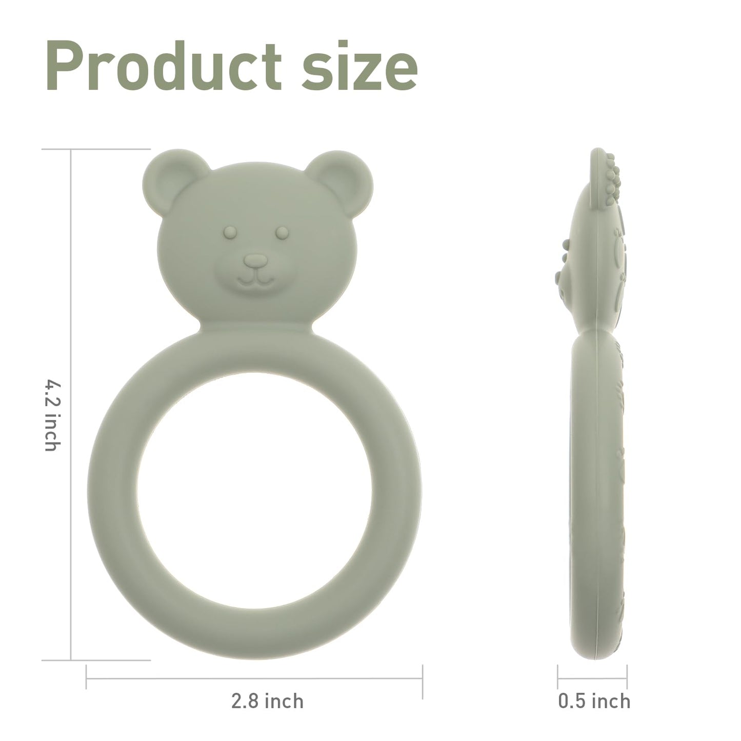 Dirbabi Silicone Baby Teether, Teething Toy Ring for Babies, Easy to Hold Design, BPA Free (Sage + Ether)