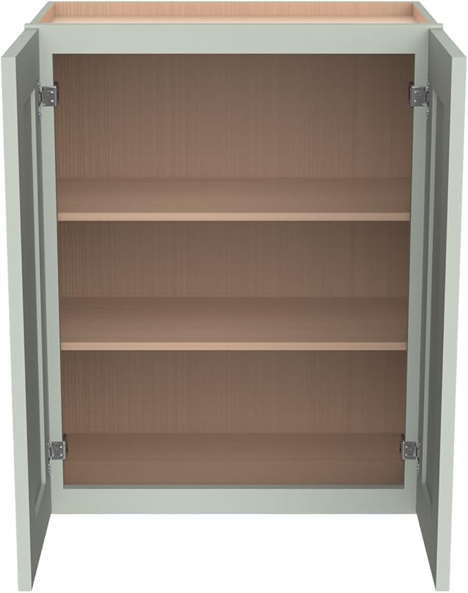 Wall-Mounted Cabinet – Solid Wood Shaker Style Medicine Cabinet with Adjustable Shelves & Soft-Close Doors for Bathroom, Kitchen, and Office Storage (Jade Green, 39" W x 12" D x 42" H)