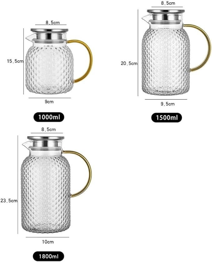 GLigeT Iced Tea Pitcher Glass Water Pitcher with Filter Lid and Pouring Spout Heat Resistant Glass Carafe for Hot Cold Beverages Homemade Ice Tea Bottle Water Jug(1.5L)