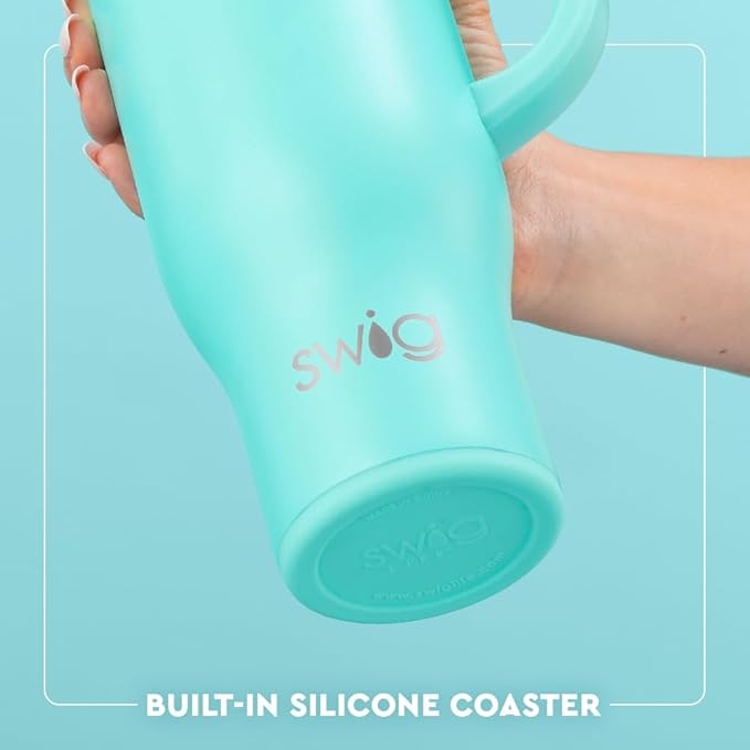 Swig Life 30oz Mega Mug, 30oz Tumbler with Handle and Straw, Large Insulated Tumblers, Cup Holder Friendly Travel Mug, Stainless Steel 30 oz Tumbler, Reusable Insulated Water Bottle (Sherbet Stripe)