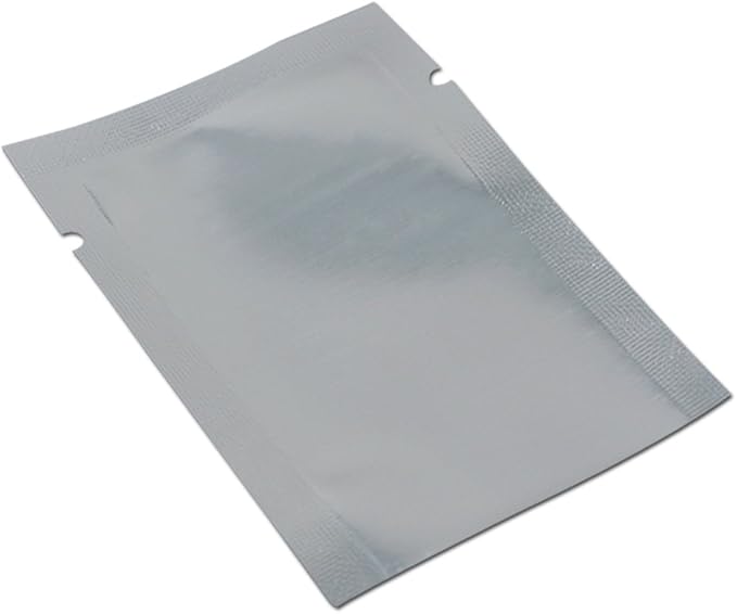 Silver Aluminum Foil Pouch Heat Seal Front Window Plastic Mini Open Top Flat Vacuum Packaging Mylar Bag Food Small Sample Mylar Storage with Tear Notch (500, 7x10cm(2.7x3.9 inch))