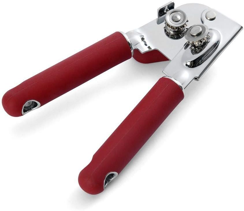 KitchenAid Classic Multifunction Can Opener and Bottle Opener Easy to Use, Razor Sharp Stainless Steel Cutting Wheel, Soft Ergonomic Handles, Soft Red