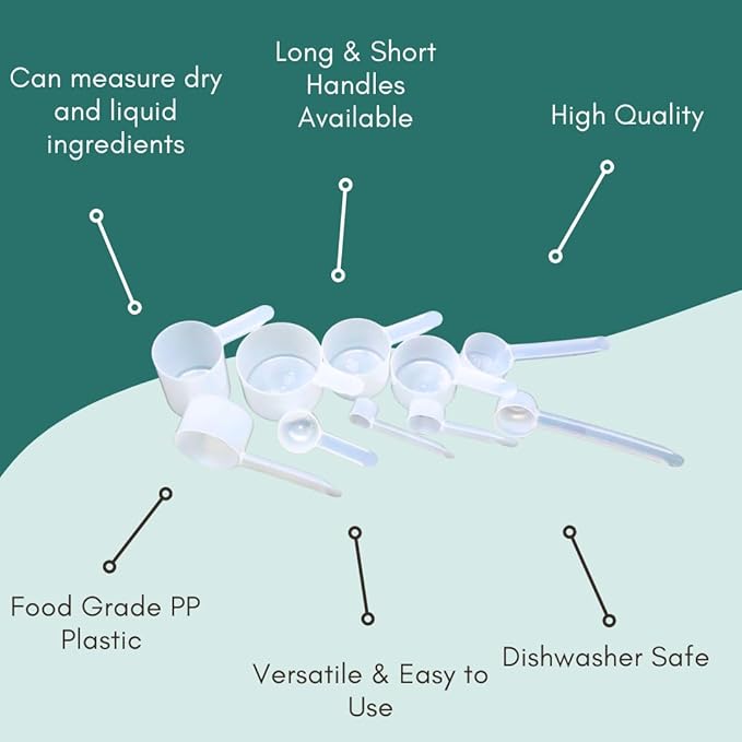 1/2 Tablespoon (1.5 Teaspoon | 7.5 mL) Long Handle Scoop for Measuring Coffee, Grains, Protein, Spices and Other Dry Goods (Pack of 5)