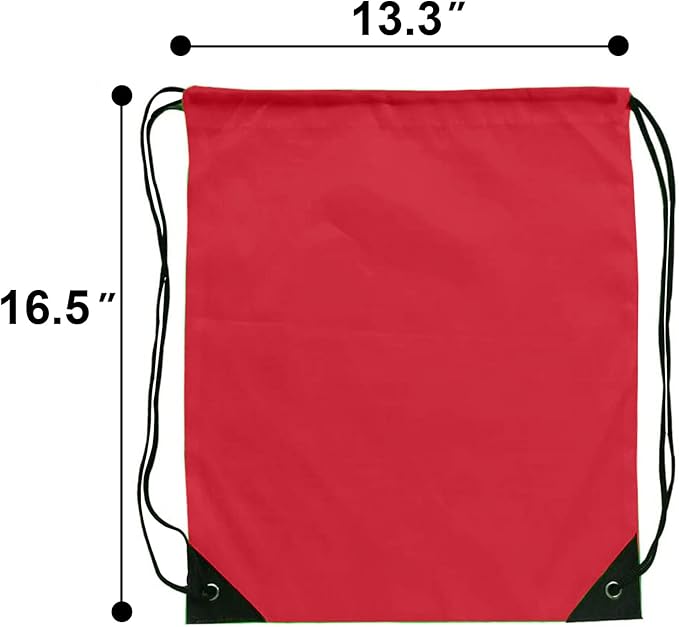 Drawstring Bags Bulk 14 Pcs Drawstring Backpack Bulk Cinch Bag Sackpack for Men Women Gym (Red)