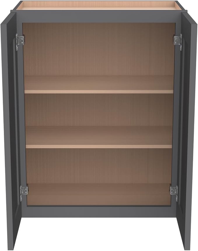 Wall-Mounted Cabinet – Solid Wood Shaker Style Medicine Cabinet with Adjustable Shelves & Soft-Close Doors for Bathroom, Kitchen, and Office Storage (Pebble Gray, 39" W x 12" D x 30" H)
