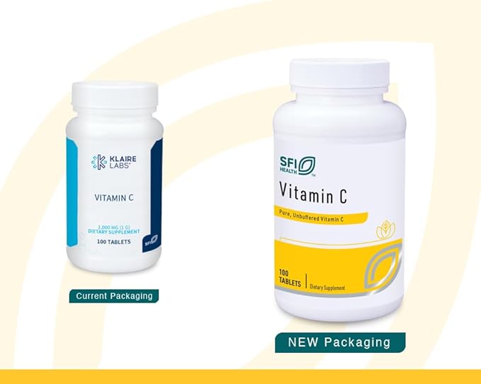Klaire Labs Vitamin C - 1000 Milligrams L-Ascorbic Acid in Coated Tablets to Protect from Oxidation (100 Tablets)