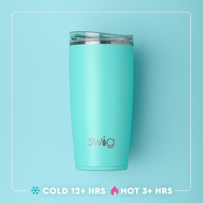 Swig Life 22oz Insulated Tumbler, Travel Coffee Tumbler with Lid, Cup Holder Friendly Travel Coffee Mug, Stainless Steel, 22 oz Tumblers, Reusable Insulated Mug with Lid (Cowgirl Coquette)