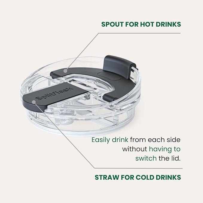 Splitflask 2-in-1 Dual Chamber Tumbler 30oz Hot & Cold Insulated Cup with Straw & Sip Lid, Leak Resistant Stainless Steel Travel Mug for Coffee, Water, Moms, Gym, Work, Car Cup Holder BPA-Free