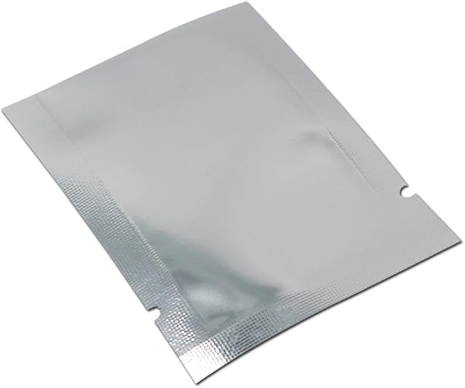 Silver Aluminum Foil Pouch Heat Seal Front Window Plastic Mini Open Top Flat Vacuum Packaging Mylar Bag Food Small Sample Mylar Storage with Tear Notch (100, 14x20cm(5.5x7.9 inch))