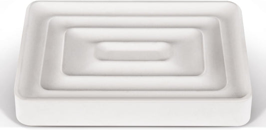 1 Pack Diatomite Soap Dish Holder, Quick Dry Stone Bath Tray, Diatomaceous Earth Stone Soap Holder, Water Absorbent Rectangular Soap Dish for Bar Soap, White