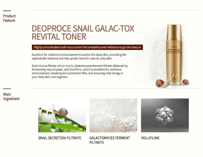 Deoproce Snail Galac Revital Toner 130ml – Korean Anti-Wrinkle & Hydrating Skin Toner