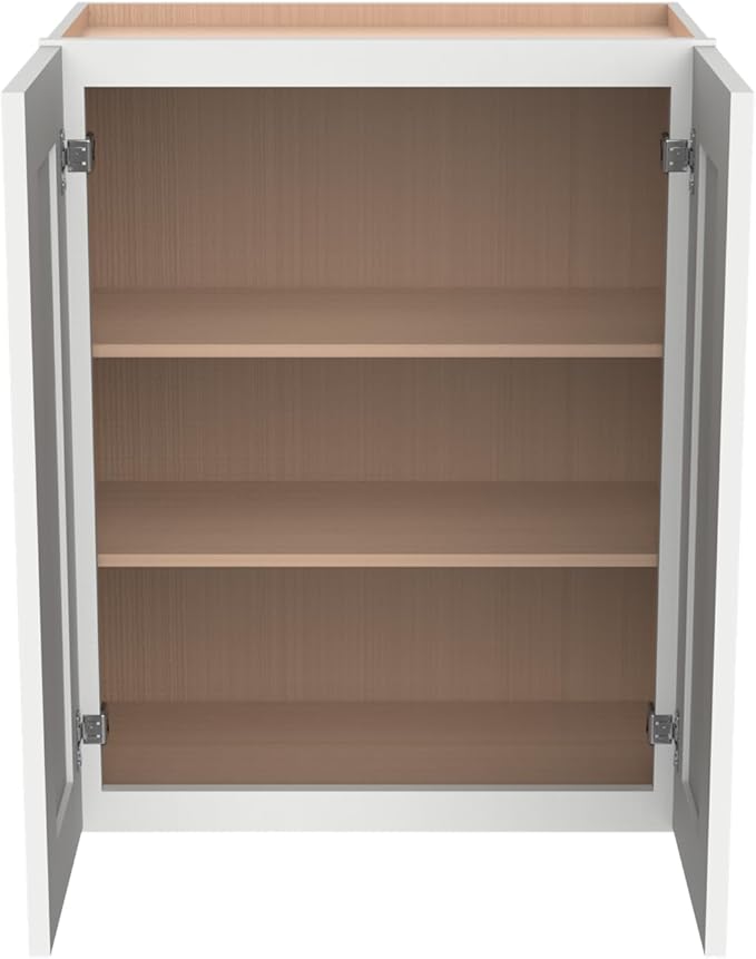 Wall-Mounted Cabinet – Solid Wood Shaker Style Medicine Cabinet with Adjustable Shelves & Soft-Close Doors for Bathroom, Kitchen, and Office Storage (Origami White, 36" W x 12" D x 36" H)