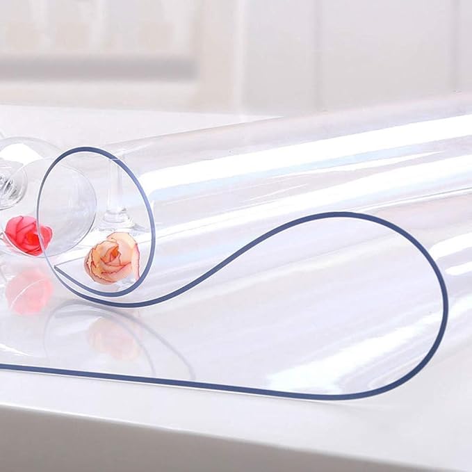 NECAUX Custom 23.6 x 82.7 Inch Clear Table Cover Protector, 1.5mm Thick Water Resistant Plastic Non-Slip Protective Table Pad Decorative Tablecloth for Meeting Table, Trainning Table, Conference Table