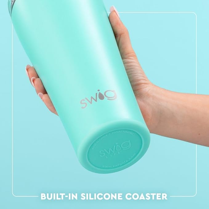 Swig Life 32oz Insulated Tumbler, Travel Coffee Tumbler with Lid, Cup Holder Friendly Travel Coffee Mug, Stainless Steel, 32 oz, Reusable Insulated Mug with Lid (Gingham)