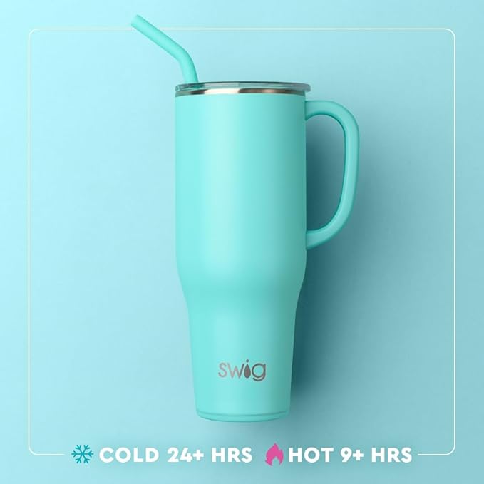 Swig Life 40oz Mega Mug, 40 oz Tumbler with Handle and Straw, Cup Holder Friendly, Dishwasher Safe, Extra Large Insulated Tumbler, Stainless Steel (Cookie Jar)