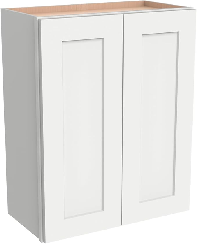 Wall-Mounted Cabinet – Solid Wood Shaker Style Medicine Cabinet with Adjustable Shelves & Soft-Close Doors for Bathroom, Kitchen, and Office Storage (Origami White, 39" W x 12" D x 42" H)