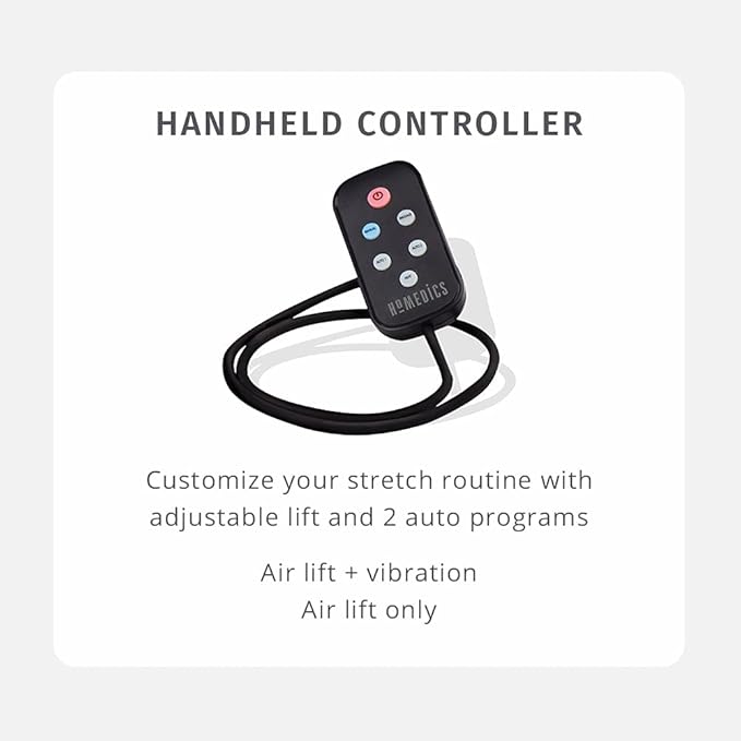 Homedics Lumbar Lift Back Stretcher with Vibration Massage and Soothing Heat, Air Lift Technology, Adjustable Intensity, 2 Auto Programs, Compact and Portable, Increases Flexibility, Relieves Pain