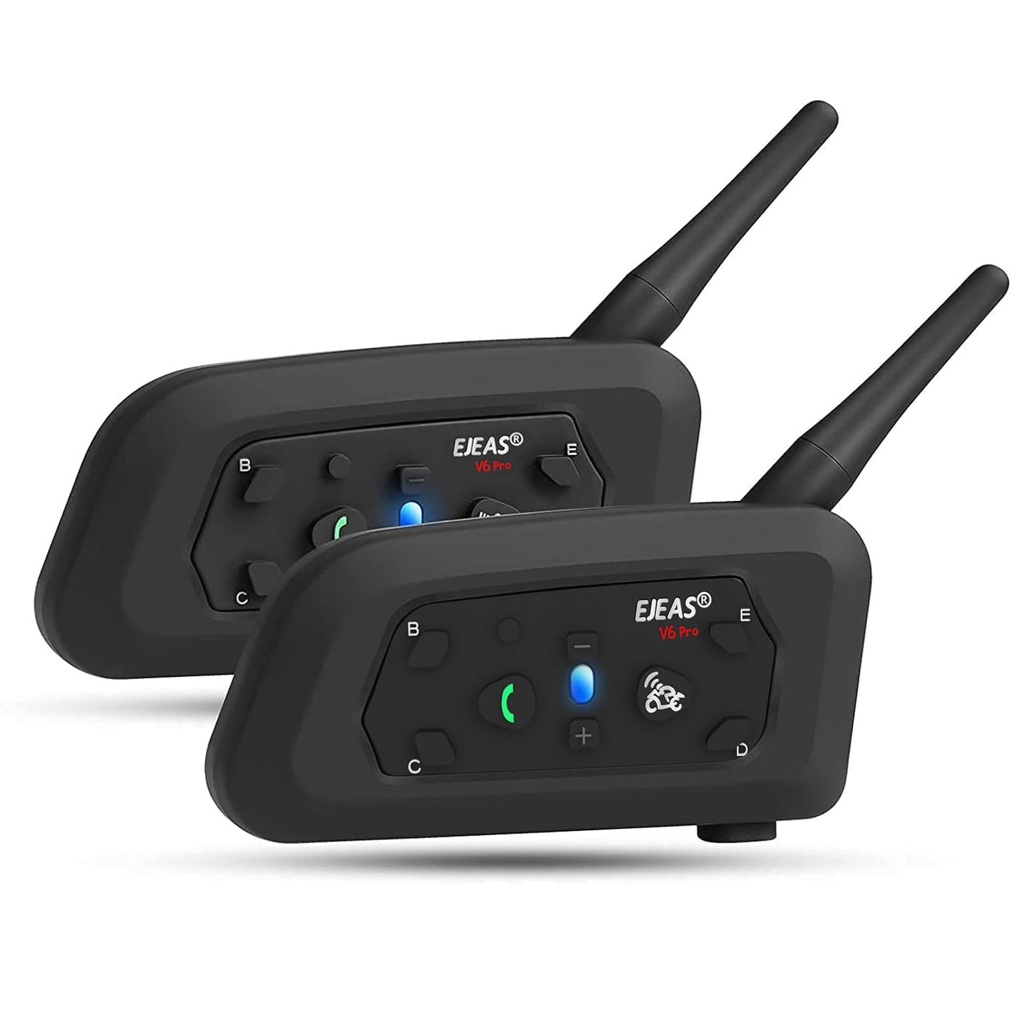 EJEAS V6 Pro Motorcycle Helmet Bluetooth Intercom, 2-Way 1200M Motorcycle Bluetooth Headset Universal Communication System with Noise Cancellation and Waterproof for Dirt Bike/ATV/Snowmobile (2PCS)
