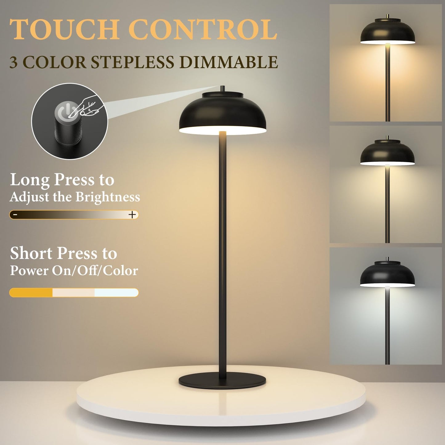 Moragin 2 Pack Led Cordless Table Lamps Rechargeable,Table Lights Battery Operated-IP65 Waterproof-for Outdoor Patio/Restaurants/Home/Dinner/Table Lighting-Touch Control & Dimmable
