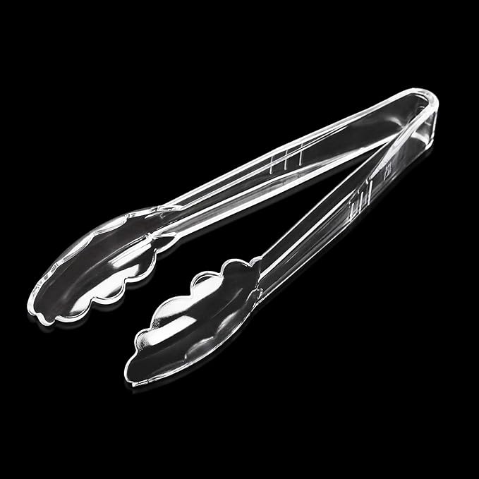 New Star Foodservice 35643 Utility Tong, High Heat Plastic, Scalloped, 9 inch, Set of 12, Clear
