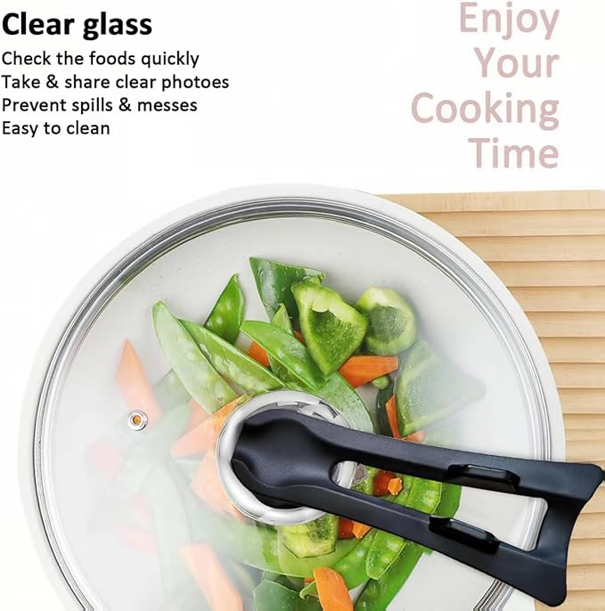 Glass Lid For Pots, Pans and Skillets, Round Tempered Clear Glass Cover Replacement with Steam Vent, Heat Resistant Handle, 11″, 12″, 12.5″, 13.5″ And 14″,12.5 Inch Fit Inner dia 12.4″-12.9″