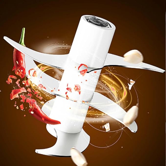 Electric Garlic Chopper, Mini Portable Veggie Cutter with 4/6 Stainless Steel Blades, Portable Wireless Rechargeable Mini Electric Garlic Food Chopper for Garlic, Onion, Chili, Nuts (2PCS-B,320ML)