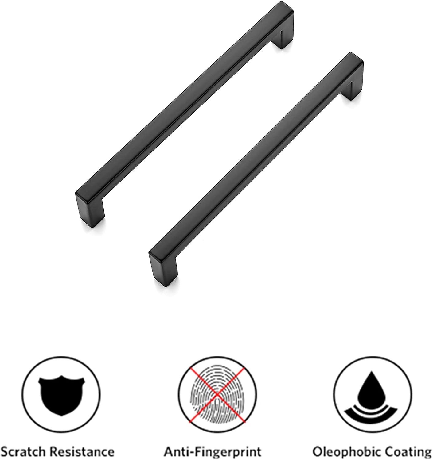 Ravinte 5 Pack 5 Inch Hole Center Solid Slim Square Pulls Matte Black Kitchen Cabinet Handles Square Bar Drawer Handles Flat Black Drawer Pulls for Cupboard Dresser and Cabinets