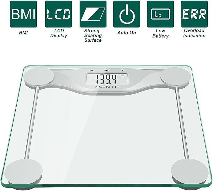 NUTRI FIT Digital Body Weight Bathroom Scale BMI, Accurate Weight Measurements Scale,Large Backlight Display and Step-On Technology,400 Pounds