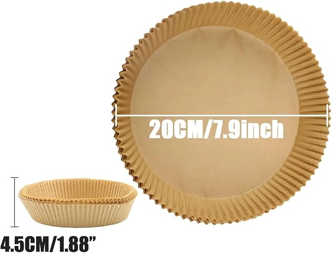 Large Air Fryer Disposable Paper Liners Nonstick 23cm Oven Airfryer Parchment Baking Paper ，Compatible For Ninja，Compatible For COSORI ，Grill Cooking Basket(20cm round,100 Pcs)