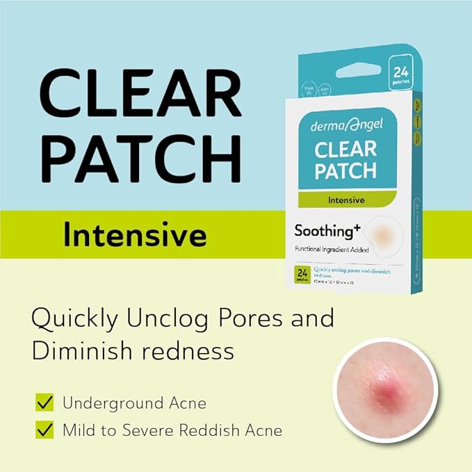 DERMA ANGEL Invisible Salicylic Acid Pimple Patches for Face - Redness Reducing Hydrocolloid Acne Patches, Clear Pimple & Zit Patches for Blind Pimples - 96 Count 2 Sizes Soothing Plus (Clear Patch)