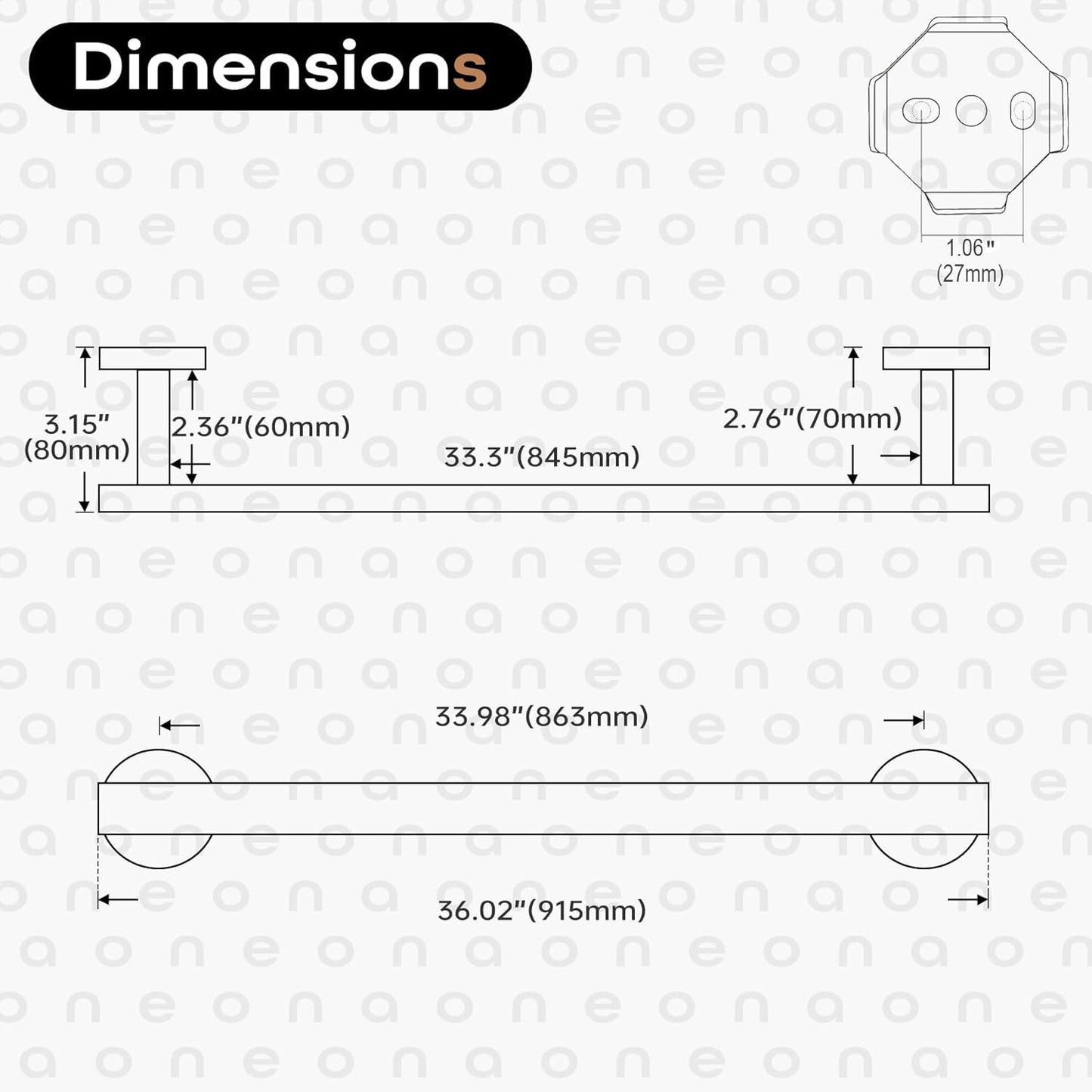 36 Inch Bathroom Towel Bar Bath Towel Rack Kitchen Towel Holder Long Towel Rails Wall Mounted SUS304 Stainless Steel Oil Rubbed Bronze AN4001ORB-L36