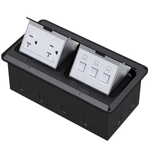 Dual Pop-Up Floor Box Electrical Kit (TR-20A, Black)