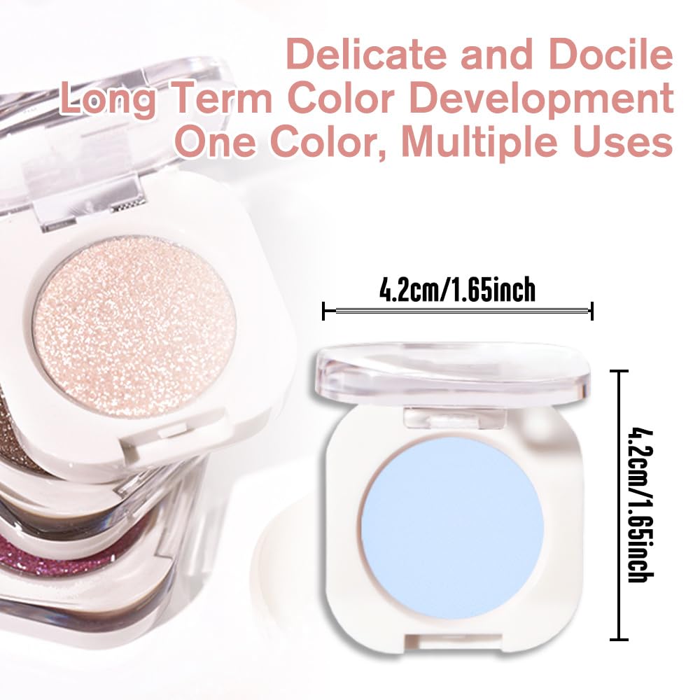 Single Matte Eye Shadow Palette Makeup, Light Blue Matte Eyeshadow for Women, Monochrome Eye Shadow Makeup, Pigmented Waterproof Sombras Para Ojos, Vegan, Talc, Paraben & Cruelty Free, 22