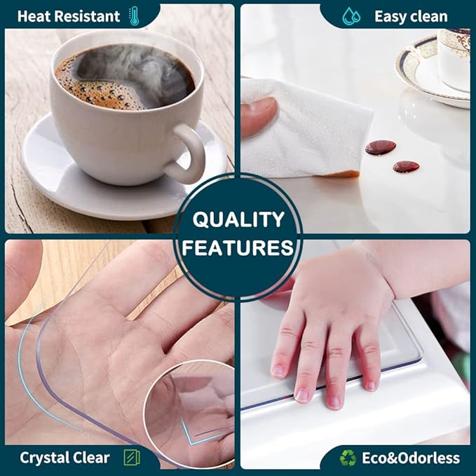 24x96 inch 1.5 mm Thick Clear Plastic Table Protector Rectangle Wipeable Vinyl Tablecloth Furniture PVC Protective Desktop Cover Waterproof Coffee Dining Tabletop Protection Desk Chair Floor Mat Pad