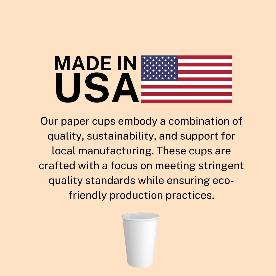 Siptown 20 oz 200 Pack Disposable Paper Cups for Hot Drinks, Coffee, & Tea | Made in USA (20 oz - 200 count)