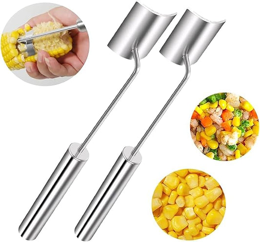 2 Pcs New Long Handle Stainless Steel Corn Stripping Tool, Corn Cob Stripper,Corn Cutter, Corn Peeler