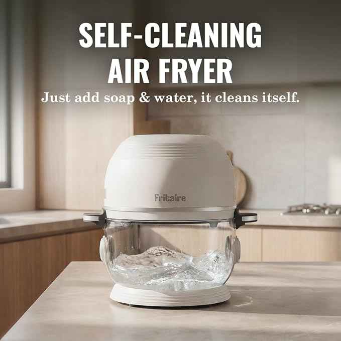 Non Toxic Air Fryer™ Pro | 9-in-1 Glass Air Fryer | Self-Cleaning | 5 Quart | Rotisserie and Tumbler | 400F Vortex For Even Cooking, BPA-Free Teflon Free, Recrisp, Roast, Bake, White
