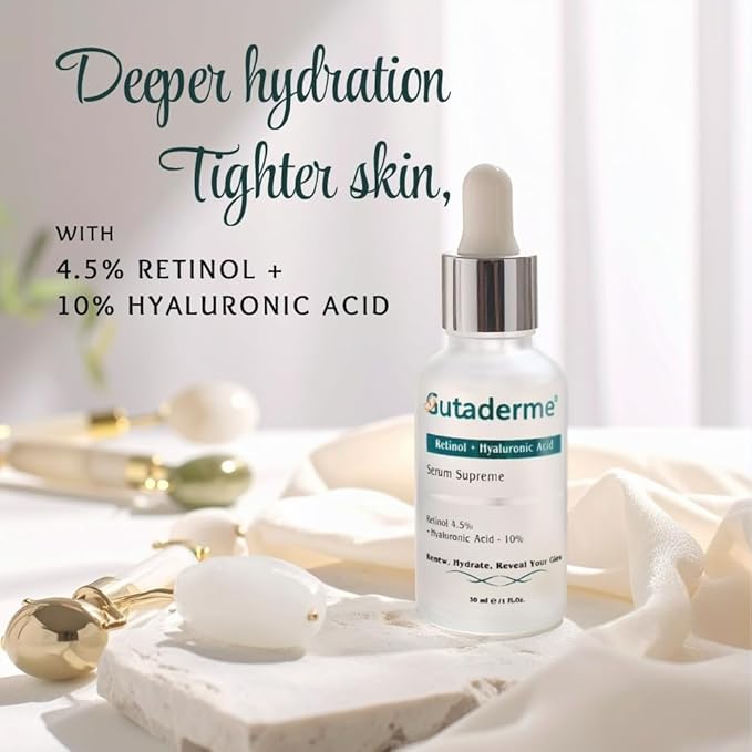 Retinol 4.5% + Hyaluronic Acid 10% - Advanced Anti-Aging Face Serum for Dark Spots, Fine Lines & Wrinkles - Deep Hydration for Radiant, Glowing Skin - 1fl. oz