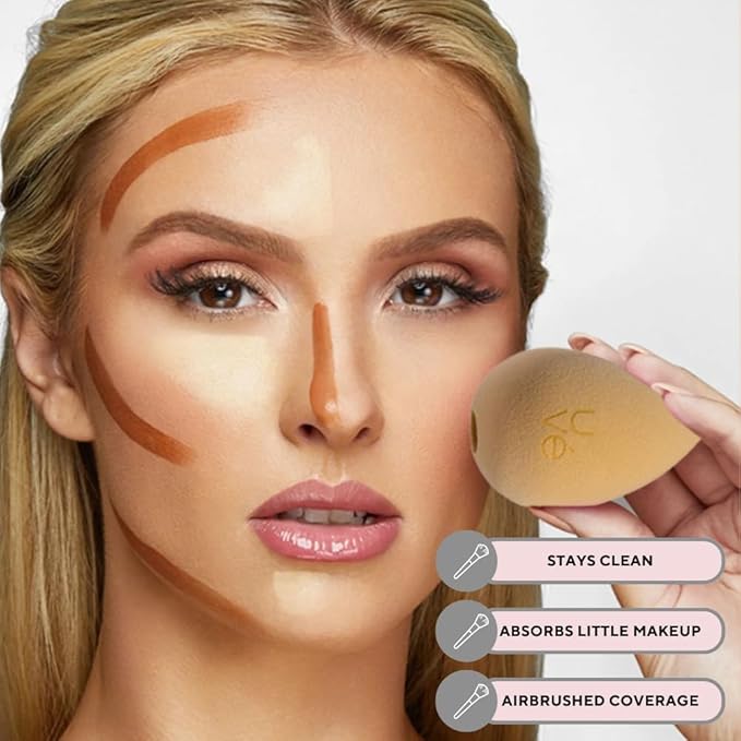 PURE Cut Makeup Blender Sponge, Streak Free Application of Liquid, Powder & Cream Foundation, Professional Complexion Blending Tool, Cruelty Free, Vegan, Latex Free