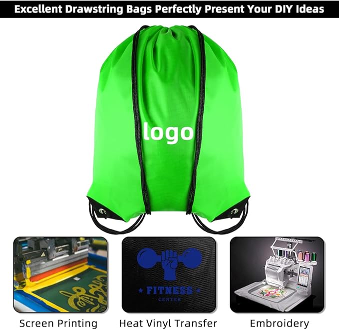 GoodtoU Drawstring Backpack Bags String Sack - Drawstring Gym Bag Cinch Backpacks in Bulk Green 16 Pcs