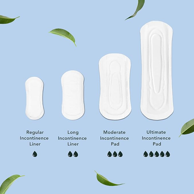 Rael Incontinence Liners for Women, Organic Cotton Cover, Postpartum Essential, Moderate Absorbency, Bladder Control, 4-Layer Core with Leak Guard Technology (Regular, 96 Count)