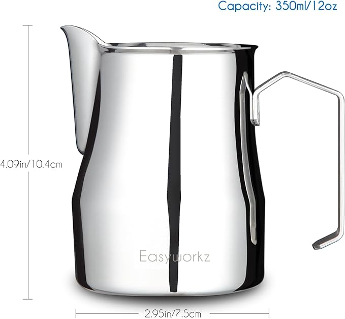Easyworkz Espresso Steaming Pitcher Stainless Steel 12 oz Latte Art Cup（Sliver）, Bundled with Easyworkz Espresso Steaming Pitcher Stainless Steel 12 oz Latte Art Cup（Black）