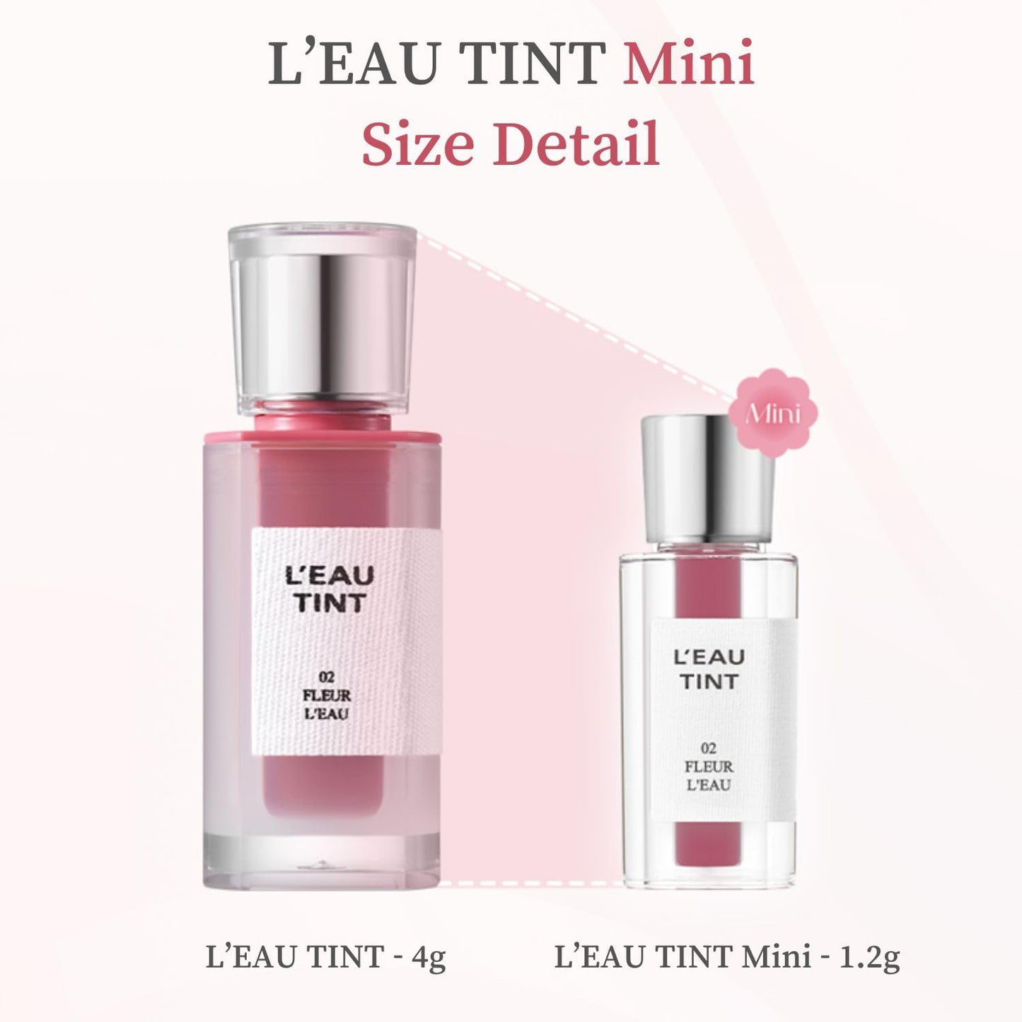 BBIA L’EAU Tint – Glossy & Glow Lip Stain, Watery Lip Tint, Non-Sticky, High Shine Finish, Long-lasting, Moisturizing, Lightweight, Natural, Daily Use, Vegan, Korean Lip Makeup (06 PINK L'EAU - MINI)