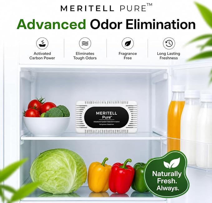 Fridge Deodorizer – Activated Charcoal Refrigerator Odor Eliminator – Long-Lasting Fridge Odor Absorber for Freezer, Cooler & Lunch Box – Baking Soda Alternative