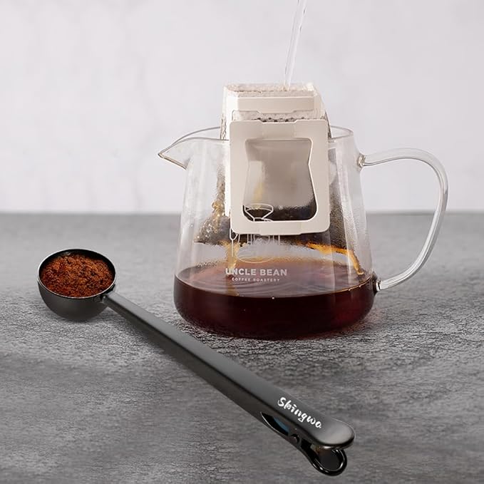 Coffee Scoop with Bag Clip, Multi-Function Milk Powder Measuring Spoon, 20ml (Silver)