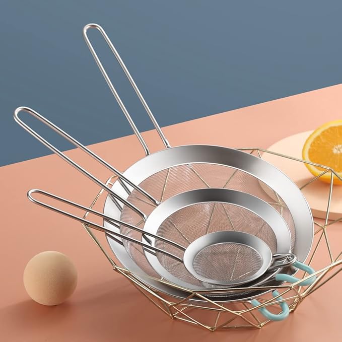 304 Stainless Steel 5.51 inch Fine Mesh Strainers for Kitchen, Colander-Skimmer with Handle, Sieve Sifters for Food, Tea, Rice, Oil, Noodles, Fruits, Vegetable 5.5 inch