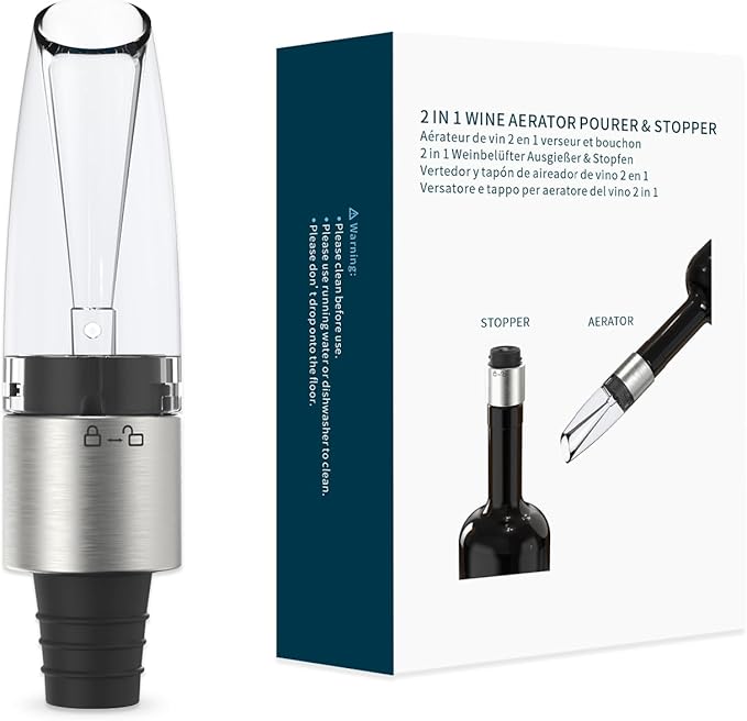 KITCHENDAO Detachable Wine Aerator and 2-in-1 Wine Aerator Pourer & Stopper